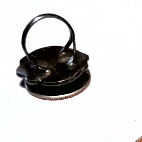 🐸🐸Vintage Native American  TURQUOISE RING 5.5 - Picture 5 of 12